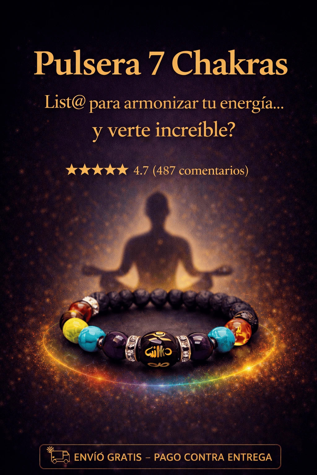 Pulcera 7 Chakras Piedra Mantra + aceite esencia